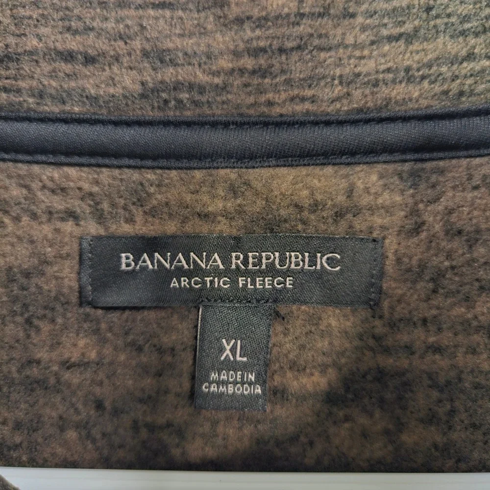Banana Republic Arctic Fleece Mens XL Brown Heather Quarter Zip Pullover Sweater